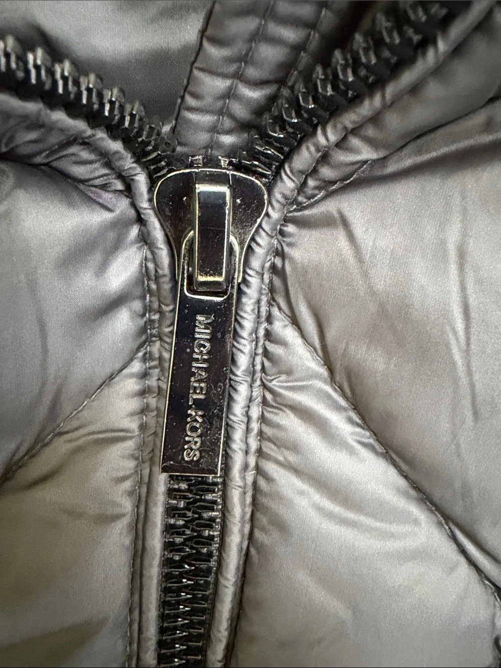 Michael Kors grey Quilted Hooded Long Puffer Coat
